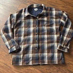 Women's Flannel shacket  S Blue/Brown Plaid Jacket Button Up